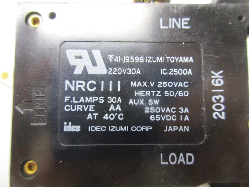 IDEC NRC111-30AAA CIRCUIT PROTECTOR 30A 250VAC  NSNP