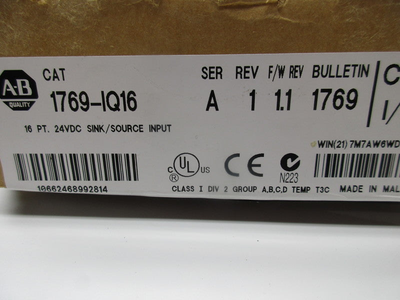 ALLEN BRADLEY 1769-IQ16 SER. A F/W 1.1 NSMP