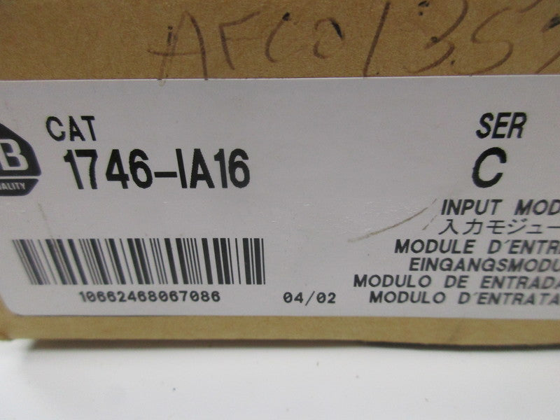 ALLEN BRADLEY 1746-IA16 INPUT MODULE SER. C NSMP