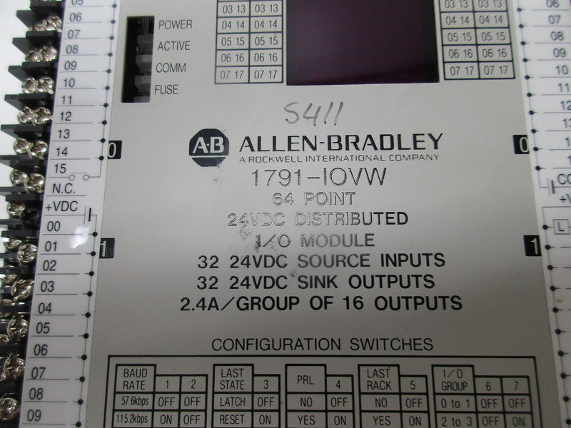 ALLEN BRADLEY 1791-IOVW I/O MODULE  SER. A (AS PICTURED)  NSNP