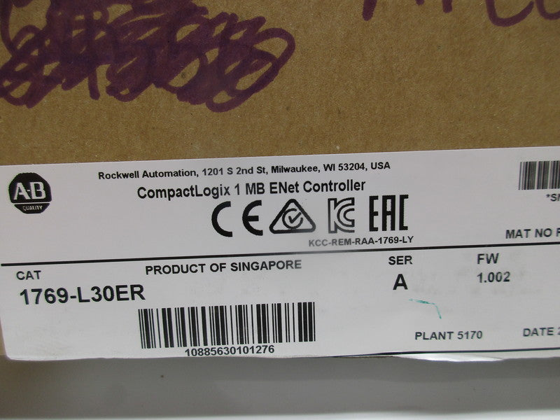 ALLEN BRADLEY 1769-L30ER CONTROLLER SER. A F/W 1.002  NSMP