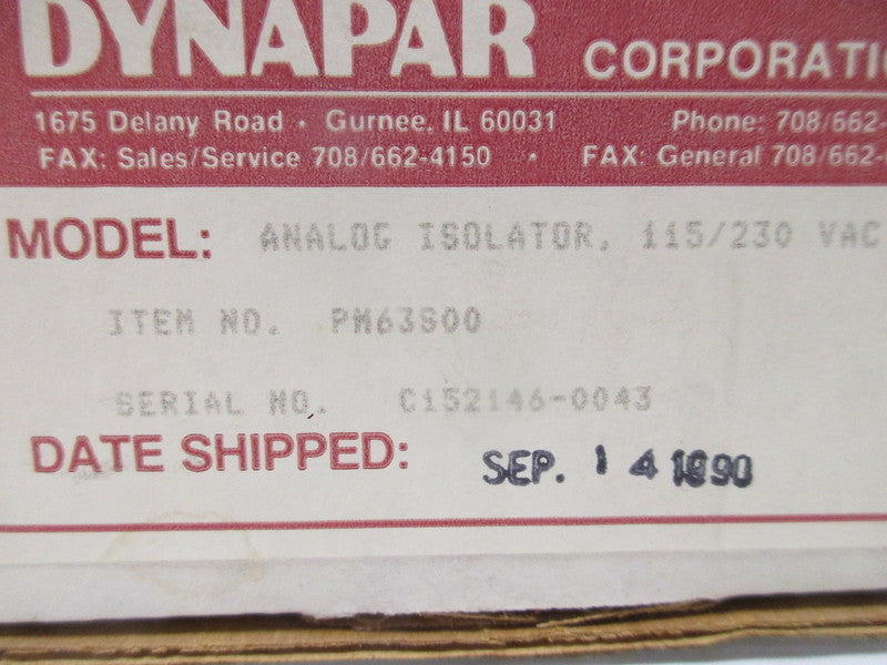 DYNAPAR PM63S00 NSMP