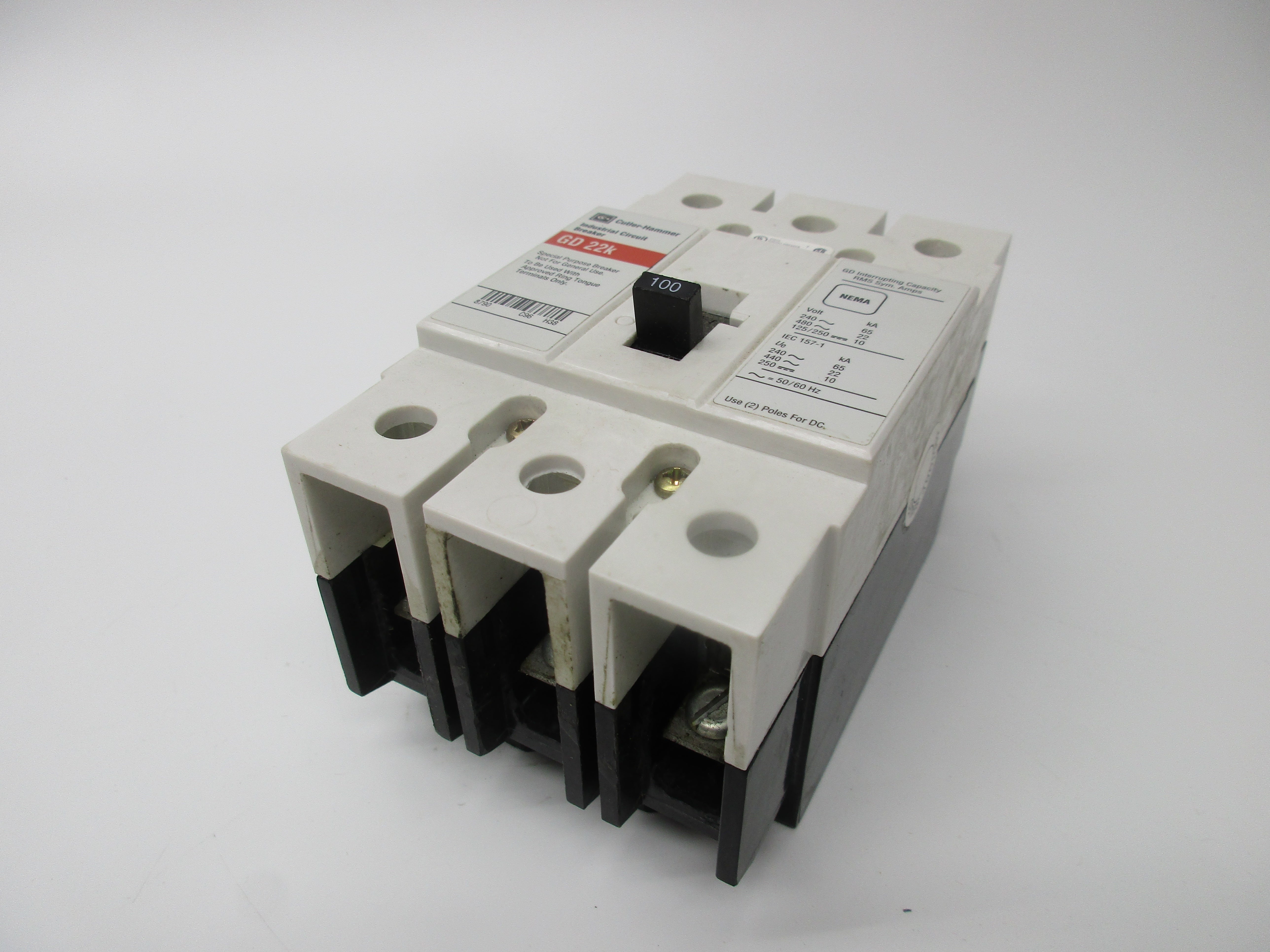 CUTLER HAMMER GD3100D GD22K CIRCUIT BREAKER 100A NSMP