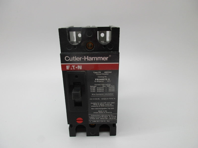 EATON CUTLER HAMMER FS240070A CIRCUIT BREAKER 70A 480VAC  NSNP