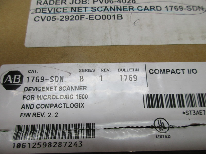 ALLEN BRADLEY 1769-SDN COMPACT DEVICE NET SCANNER SER. B F/W 2.2 NSMP