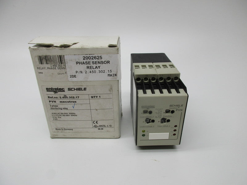 ENTRELEC SCHIELE 2.450.302.17 3 PHASE MONITORING RELAY 300-500V NSMP