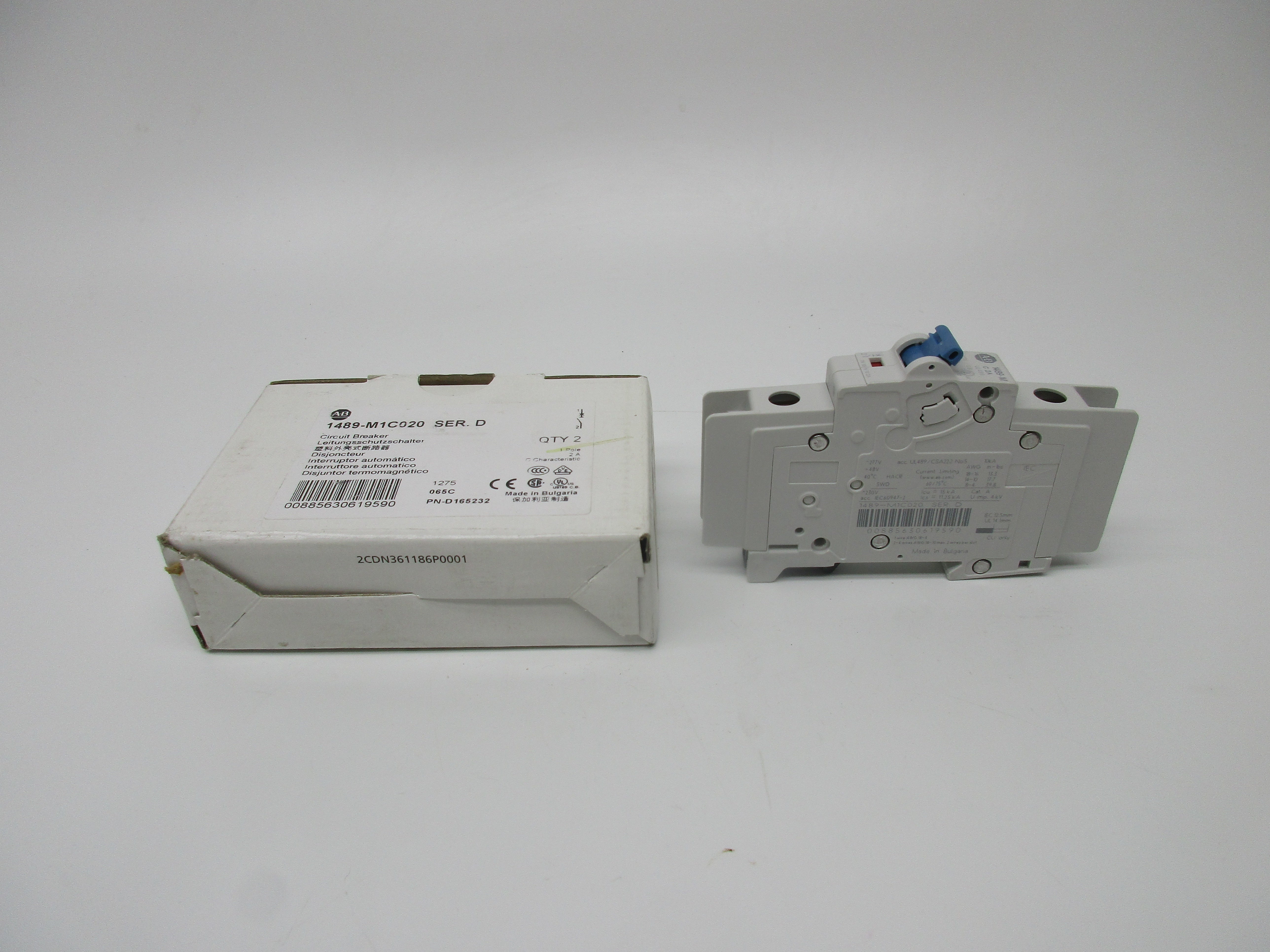 ALLEN BRADLEY 1489-M1C020 CIRCUIT BREAKER SER. D 2A 277V NSMP