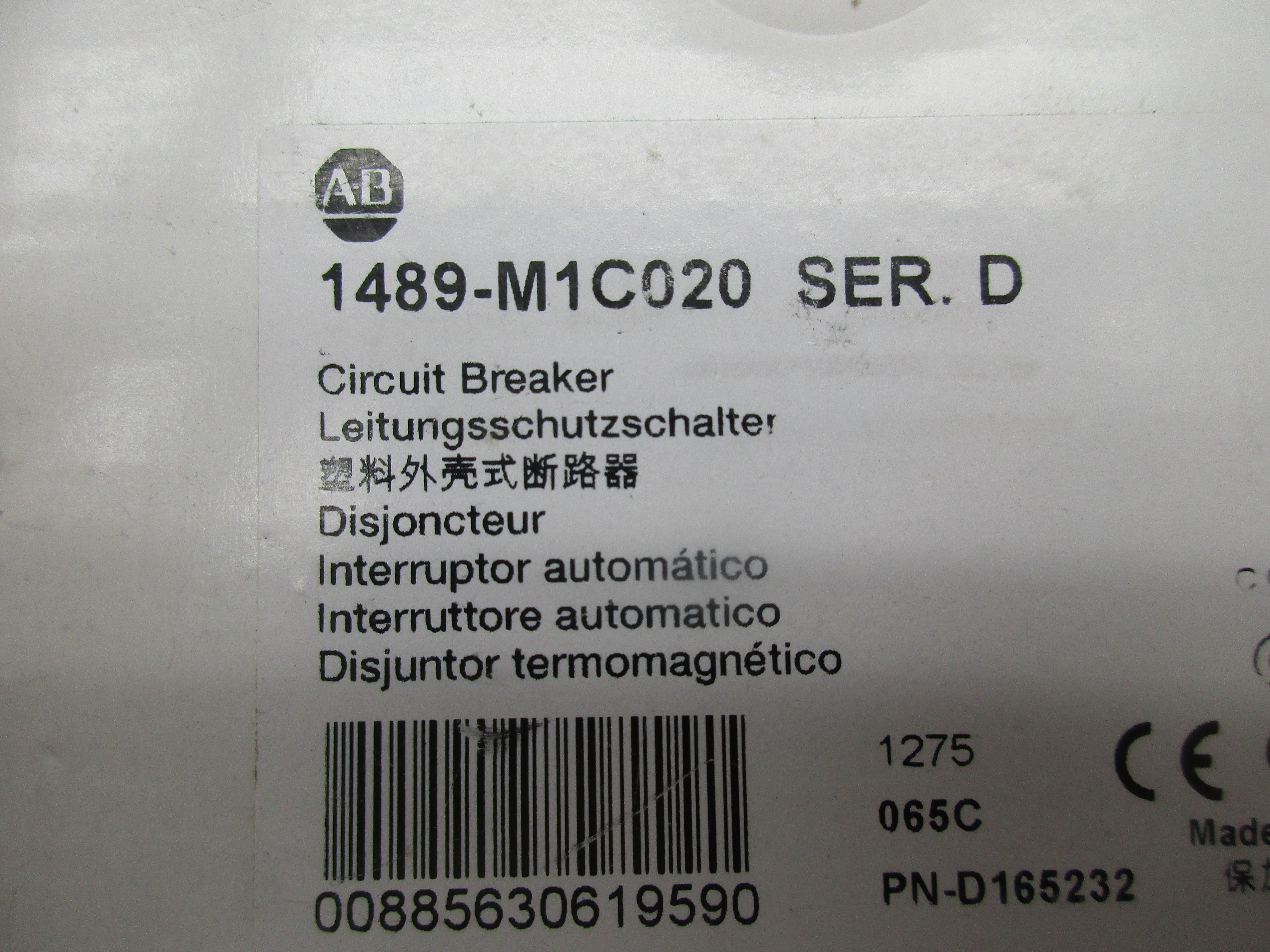 ALLEN BRADLEY 1489-M1C020 CIRCUIT BREAKER SER. D 2A 277V NSMP