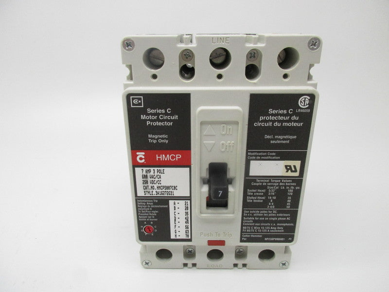 CUTLER HAMMER HMCPS007C0C SER. C 600VAC 7A NSMP