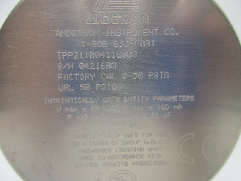 ANDERSON INSTRUMENT TPP21100411G000 50PSI NSNP