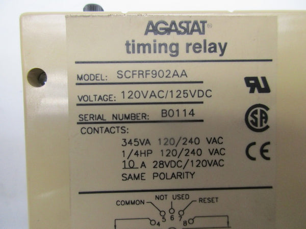 AGASTAT SCFRF902AA TIMING RELAY 120VAC/125VDC 10A NSNP