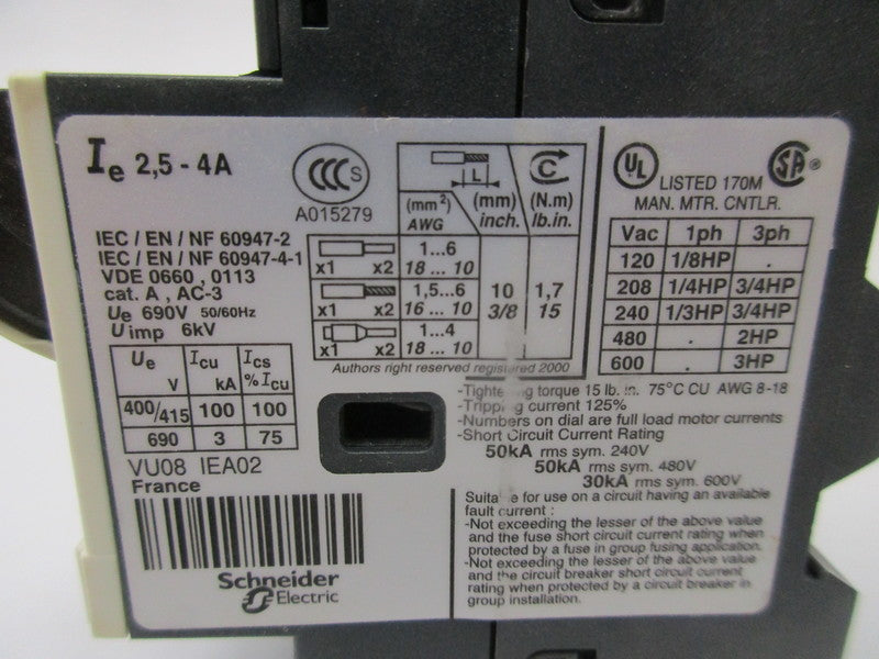 SCHNEIDER ELECTRIC GV2ME08 NSMP