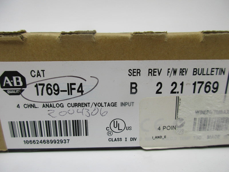 ALLEN BRADLEY 1769-IF4 SER. B F/W 2.1 24VDC 0.06A NSMP