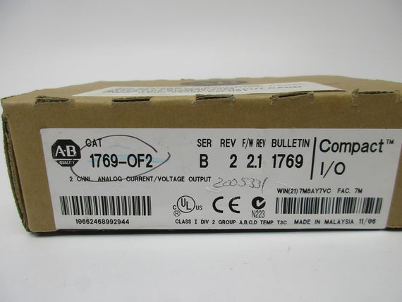 ALLEN BRADLEY 1769-OF2 COMPACTLOGIX SER. B F/W 2.1 DATE: 11-06 NSFS
