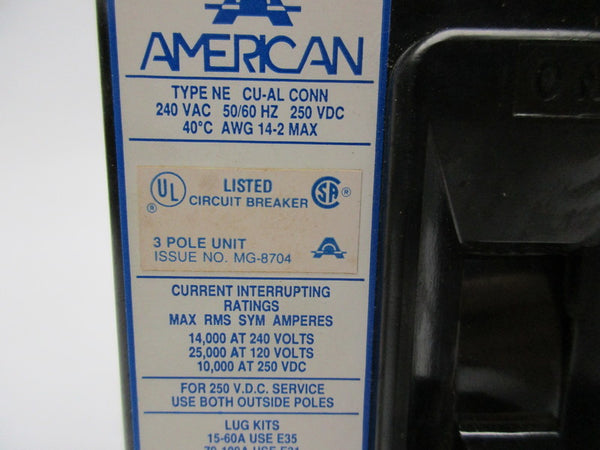 AMERICAN NE234020 CIRCUIT BREAKER 20A 240VAC NSNP