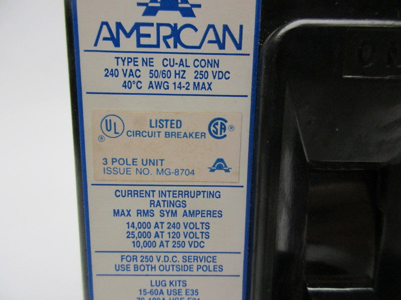AMERICAN NE234020 CIRCUIT BREAKER 20A 240VAC NSNP