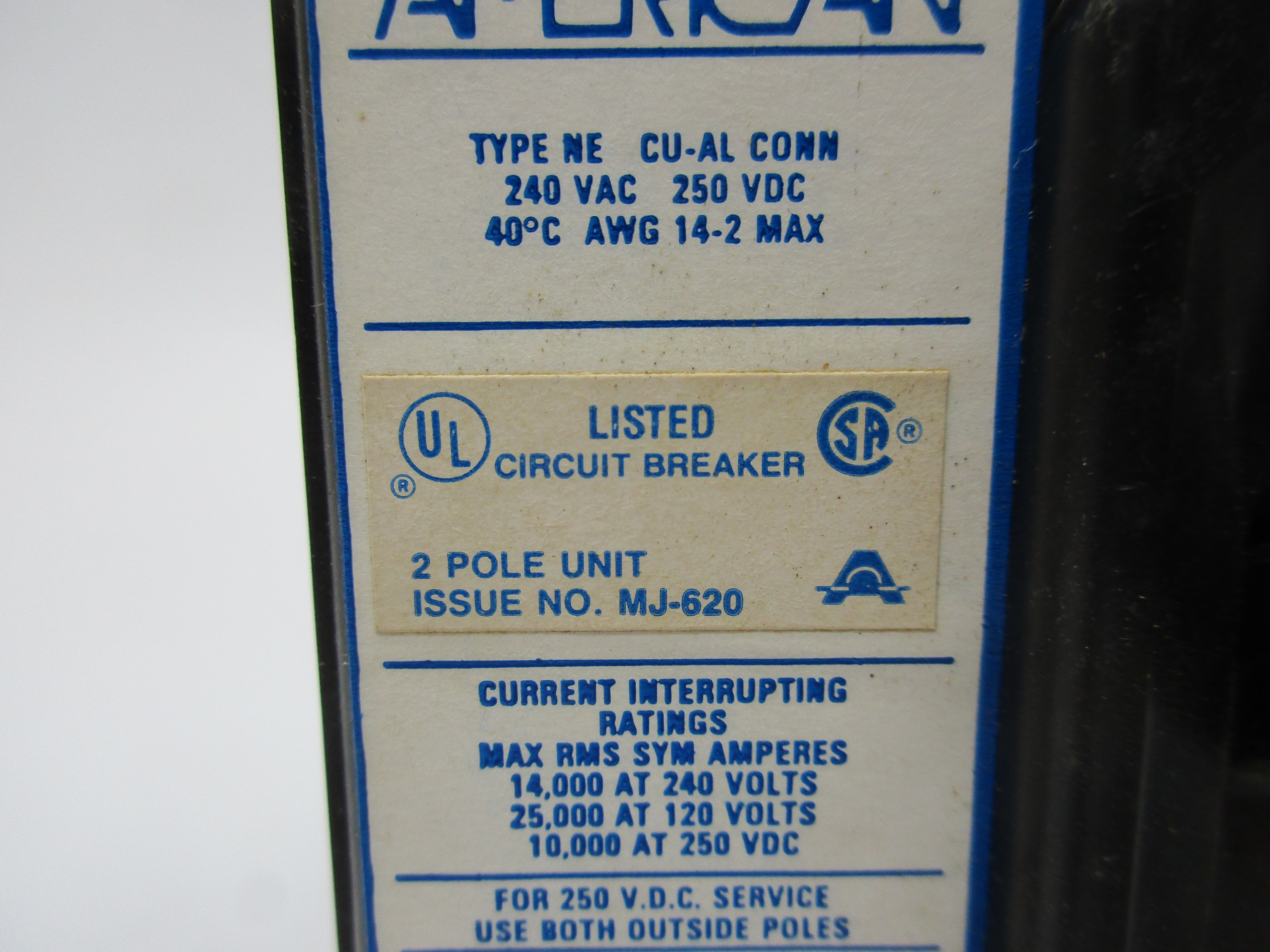 AMERICAN NEJ223150 CIRCUIT BREAKER 150A 240VAC UNMP