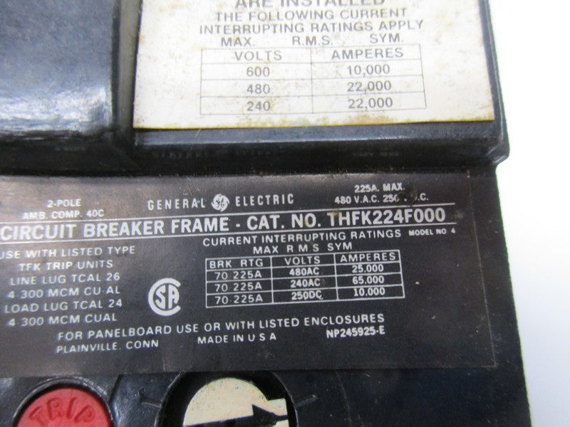 GENERAL ELECTRIC THFK224F000 225A 480VAC NSNP