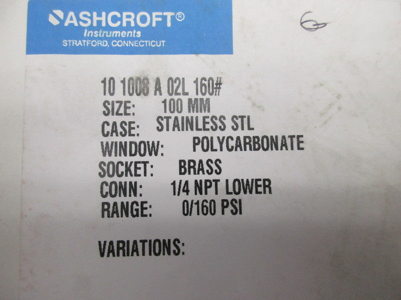 ASHCROFT 101008A02L160# NSMP