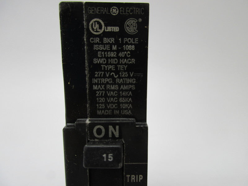GENERAL ELECTRIC TEY115 CIRCUIT BREAKER  277VAC 15A NSNP