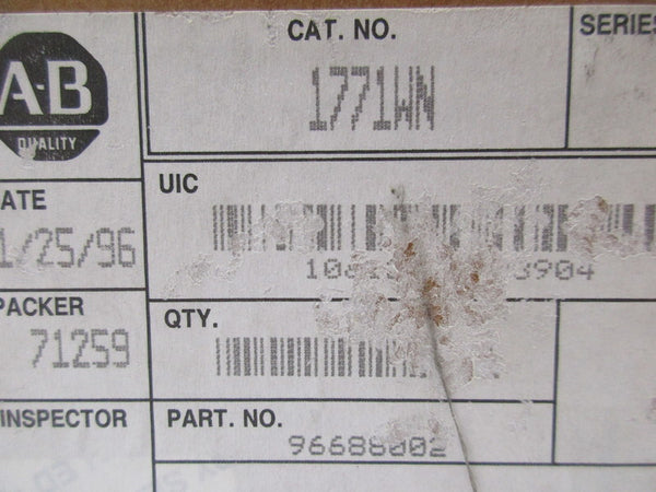ALLEN BRADLEY 1771-WN DATE: 1/25/96 NSFS