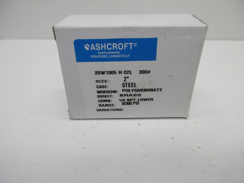 ASHCROFT 20W1005H02L300 PRESSURE GAUGE 0-300 PSI  NSMP