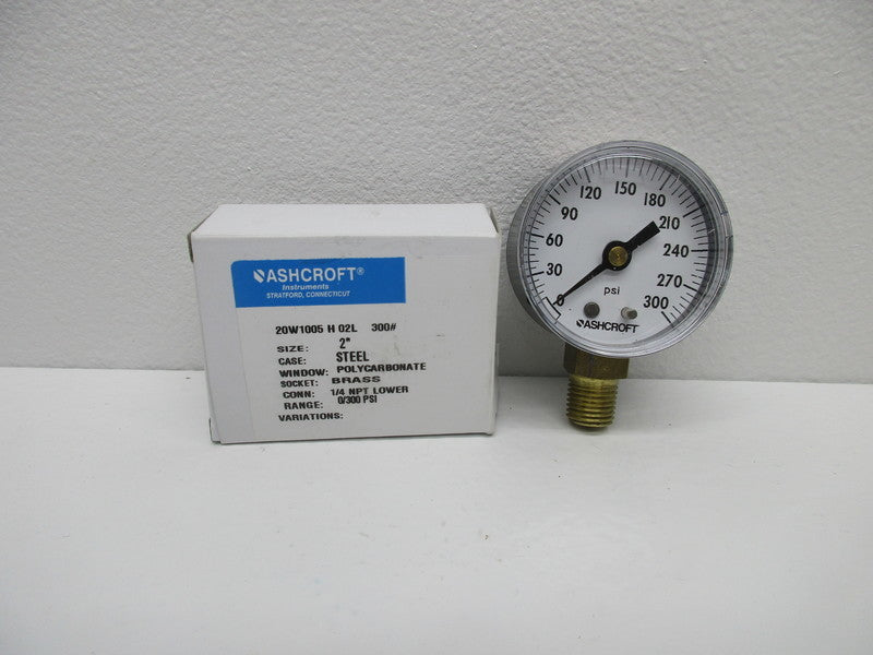 ASHCROFT 20W1005H02L300 PRESSURE GAUGE 0-300 PSI  NSMP