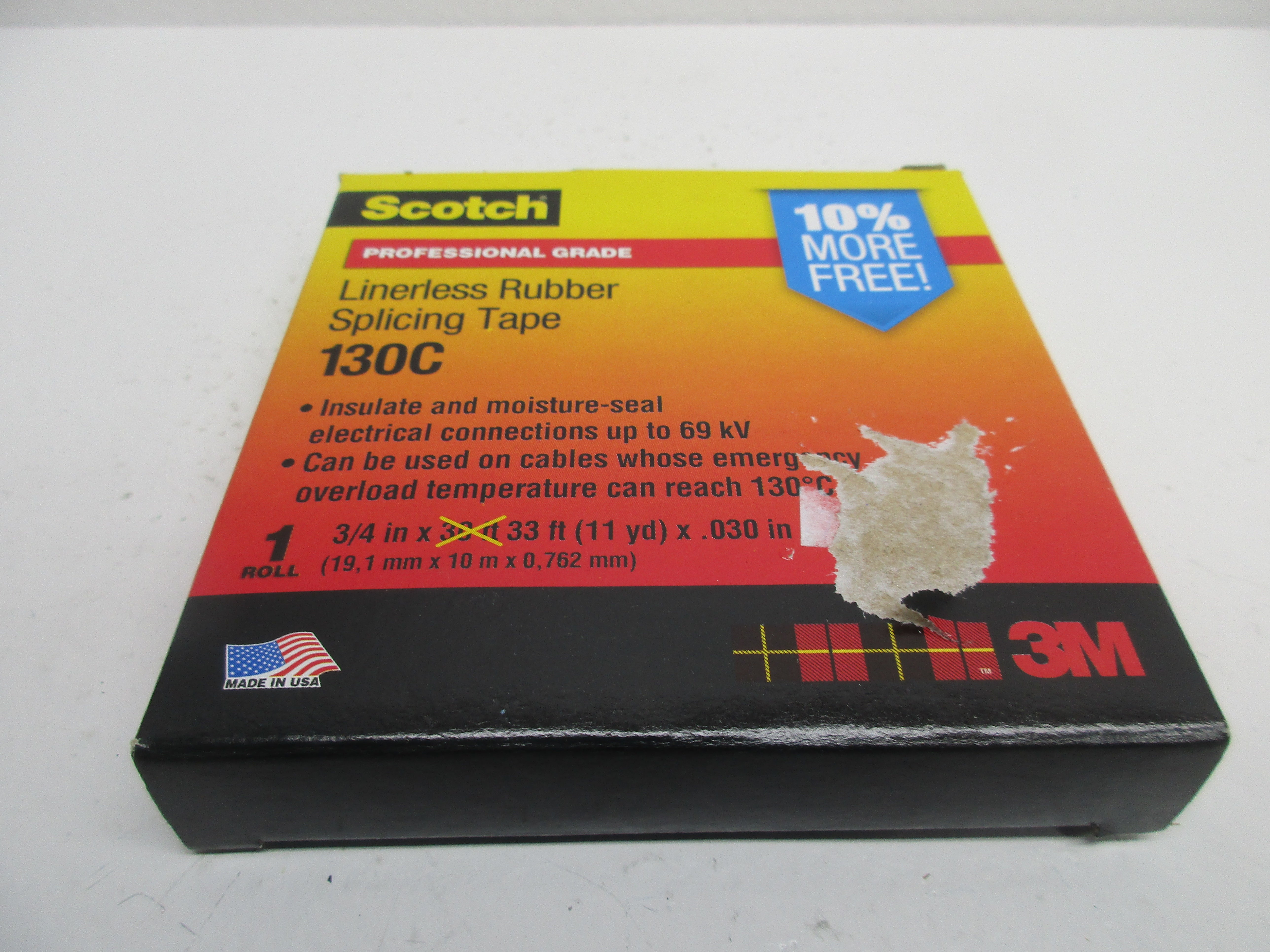 SCOTCH 130C LINERLESS RUBBER SPLICING TAPE 3/4" X 33' * NEW IN ORIGINAL PACKAGE *