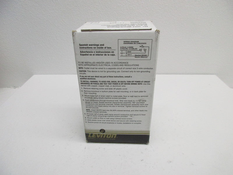 LEVITON 5054 SURFACE MOUNT DRYER OUTLET 30A 125/250V * FACTORY SEALED *