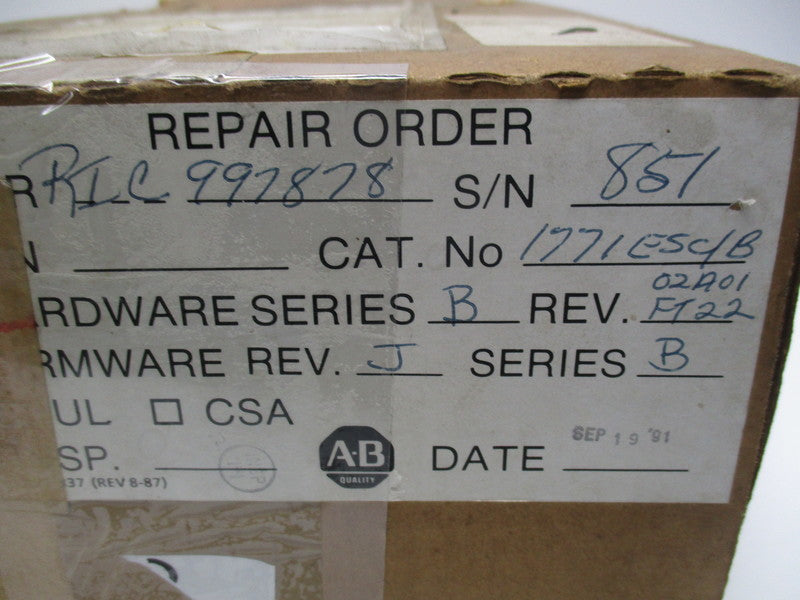 ALLEN BRADLEY 1771-ES SER. B F/W J * REMANUFACTURED *