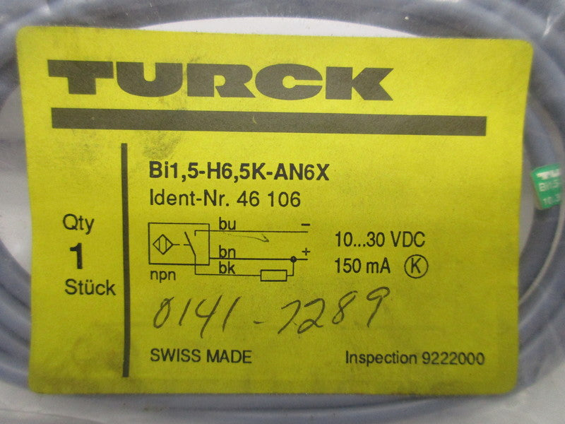 TURCK BI1,5-H6,5K-AN6X INDUCTIVE PROXIMITY SENSOR SWITCH * NEW IN FACTORY BAG *