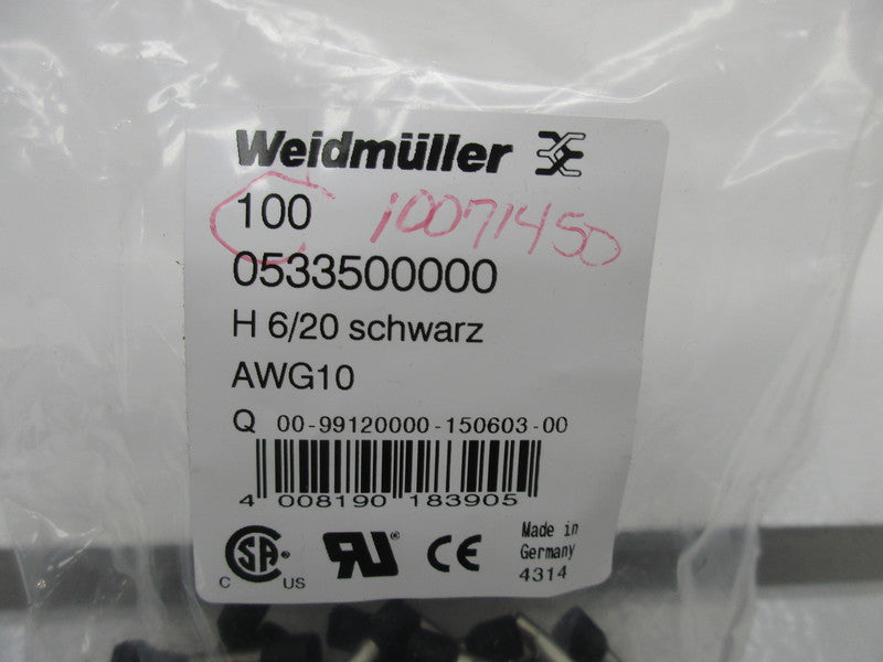 WEIDMULLER 0533500000 WIRE END FERRULE (PKG OF 100) * NEW IN FACTORY BAG *