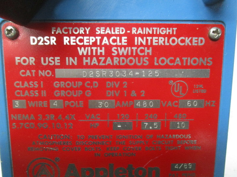 APPLETON D2SR3034-125 NSNP
