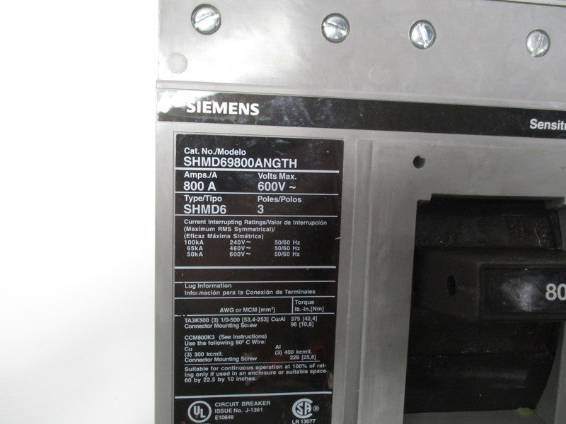 SIEMENS SHMD69800ANGTH 600VAC 800A NSMP