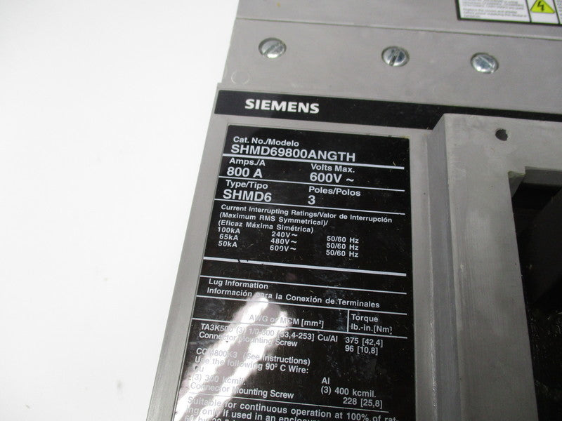 SIEMENS SHMD69800ANGTH 600VAC 800A NSNP