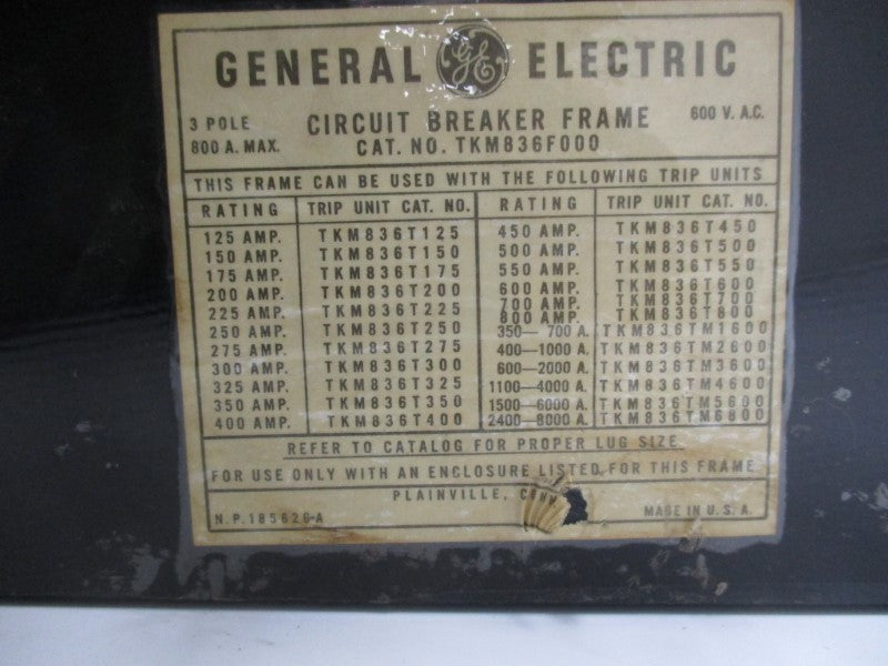 GENERAL ELECTRIC TKM836F000 600VAC 700A REMAN