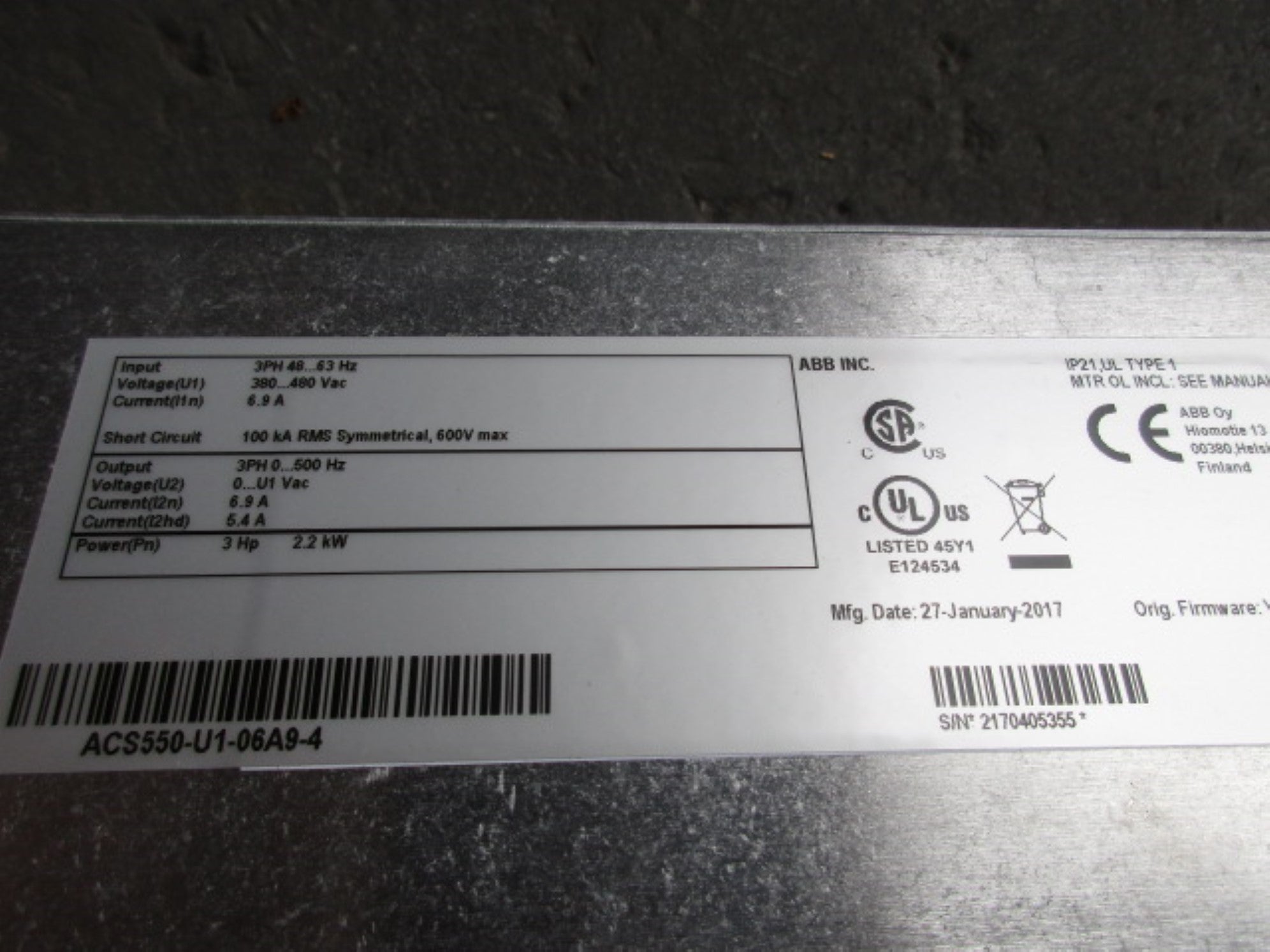 ABB ACS550-U1-06A9-4 NSMP