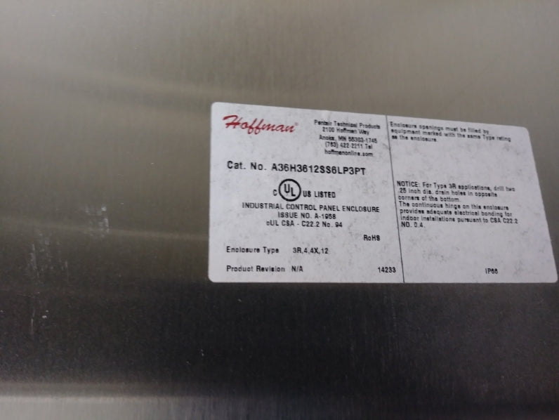 HOFFMAN A36H3612SS6LP3PT NSMP