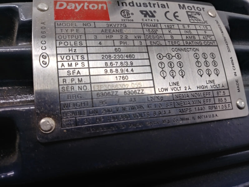 DAYTON 3KV77G NSMP