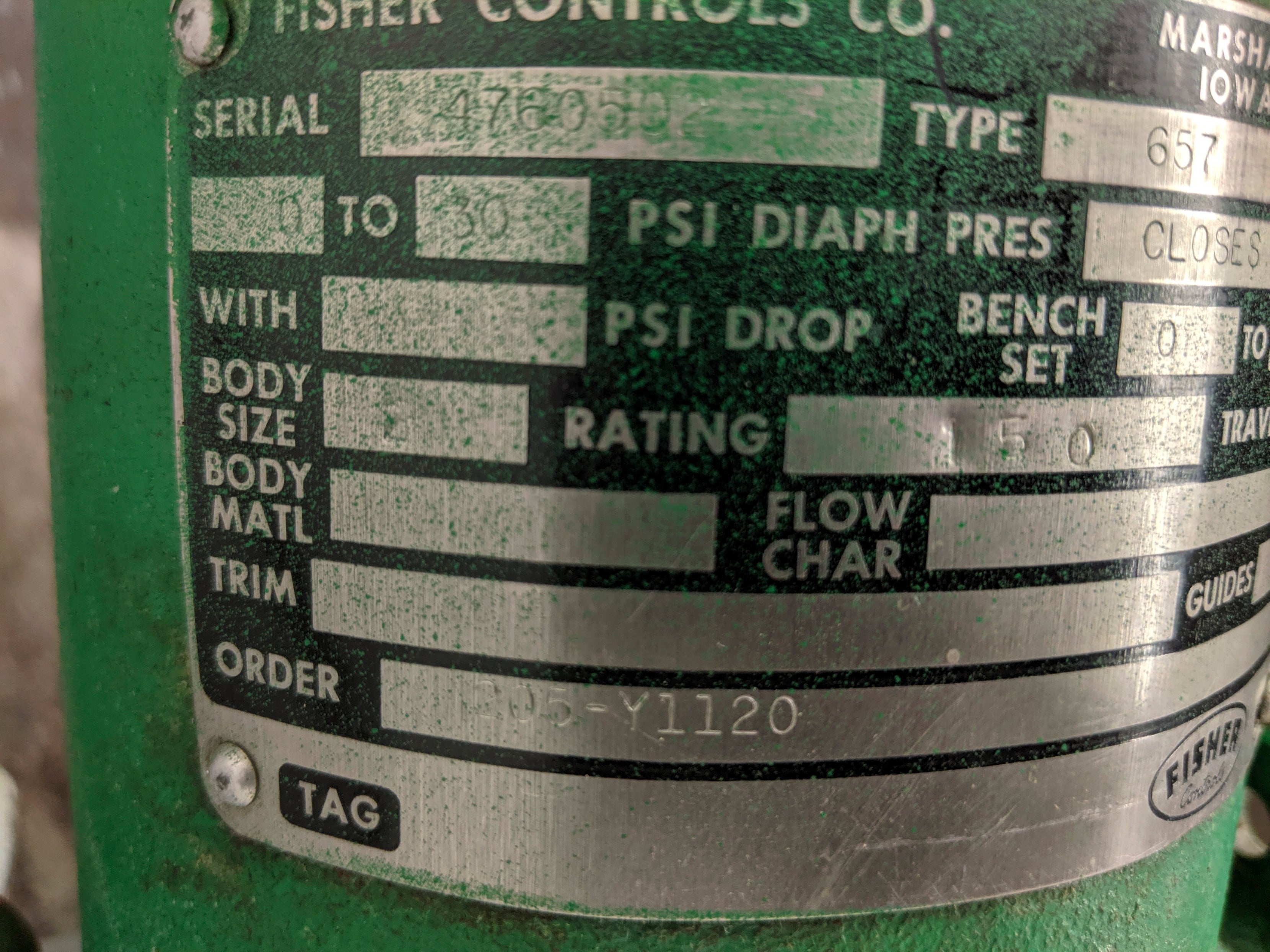 FISHER CONTROLS 657 SIZE 45 UNMP
