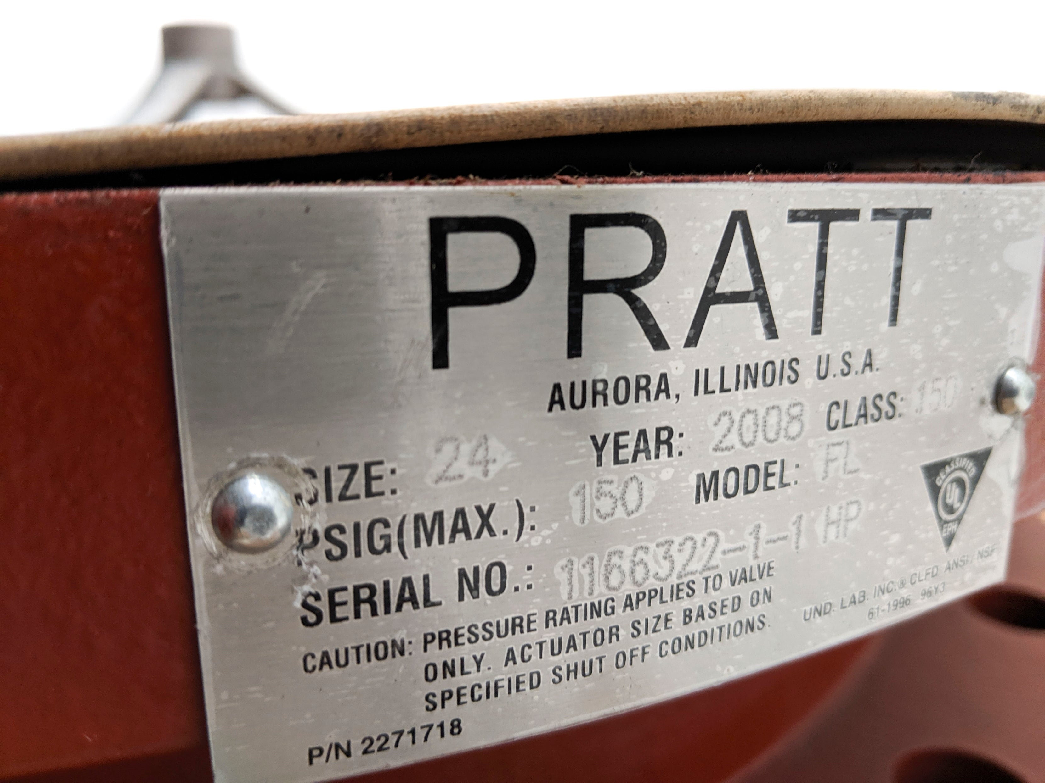 PRATT FL 24" BUTTERFLY VALVE MDT-4S 150PSI NSNP