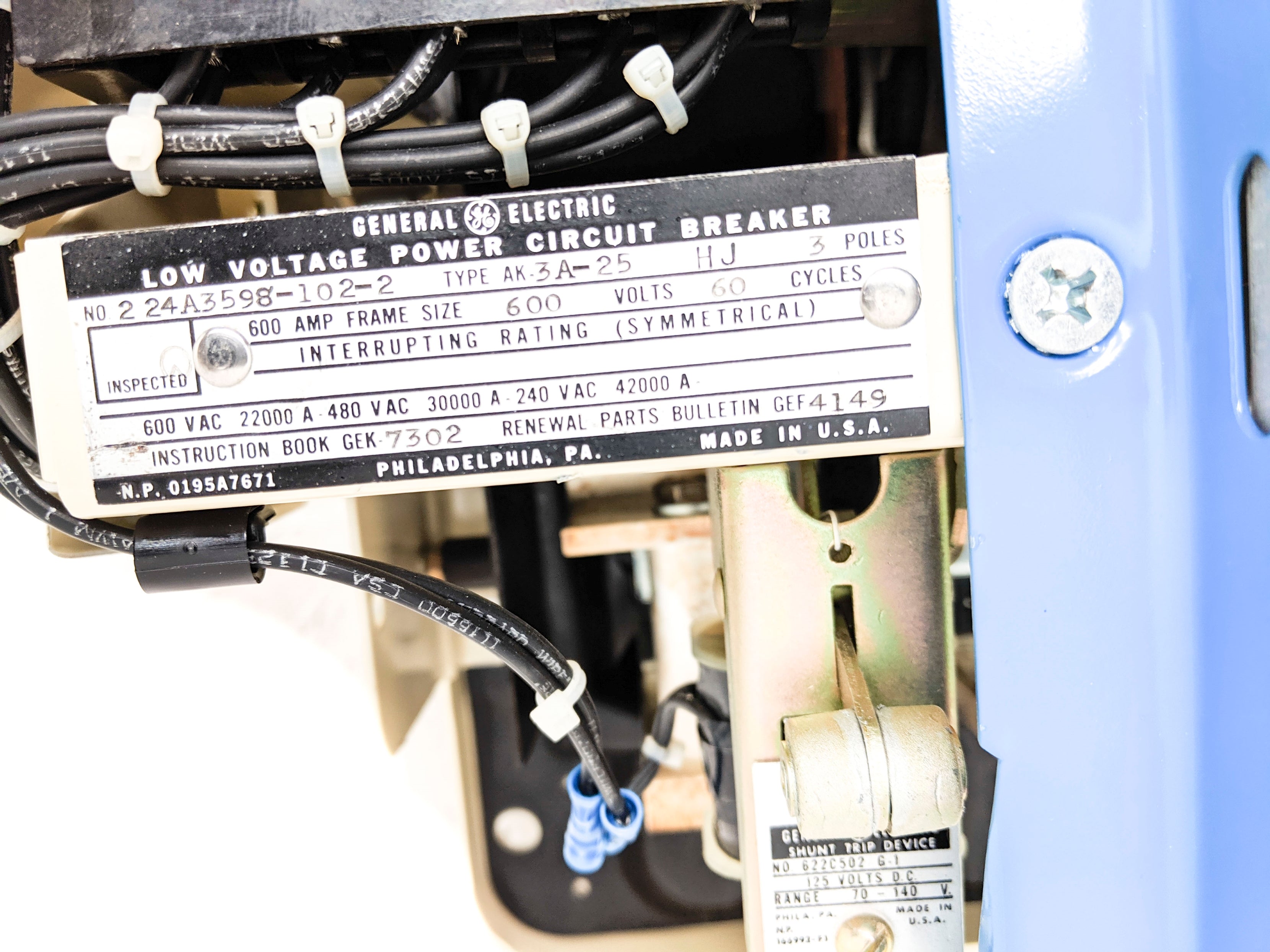 GENERAL ELECTRIC AK-3A-25HJ 224A3598-102-2 REMAN