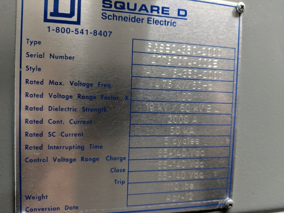 SQUARE D MAGNUM V5FK4233Y00 5GSB2-350-2000 REMAN