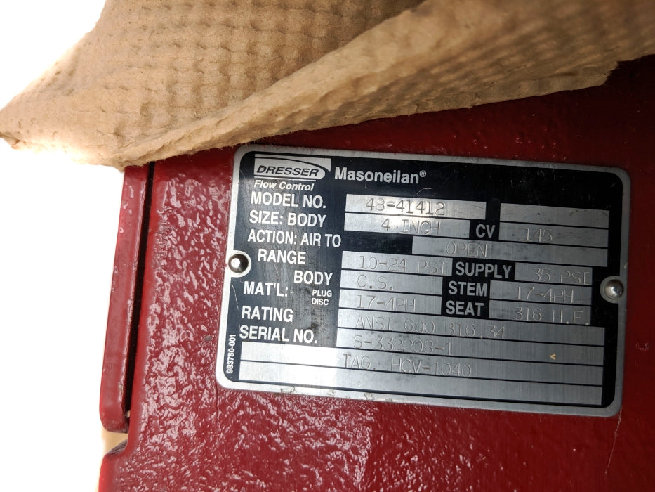 DRESSER MASONEILAN 48-41412 4" 10-24PSI NSNP