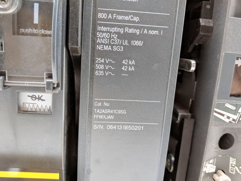 SQUARE D MASTERPACT NT08N1 TA2ASR41C9SGFFWXJAN REMAN