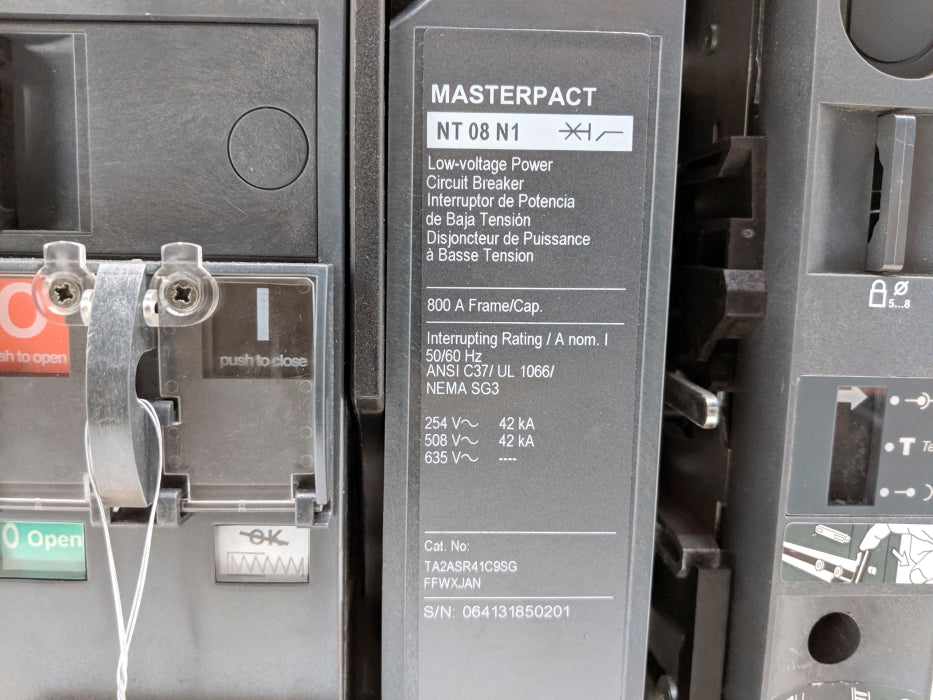 SQUARE D MASTERPACT NT08N1 TA2ASR41C9SGFFWXJAN REMAN