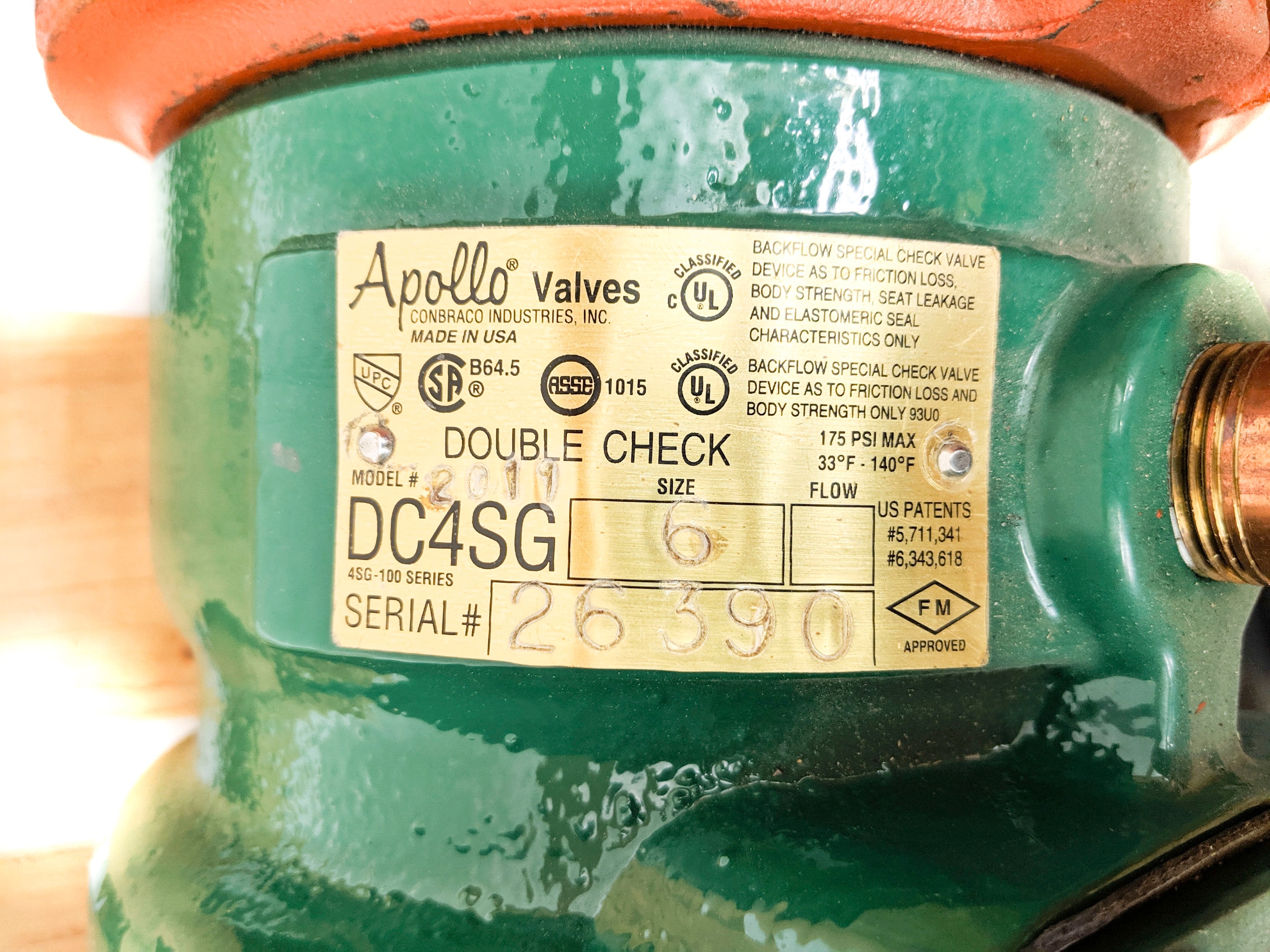 APOLLO 4SG-10C-02 DC4SG-NF6 175PSI 6" NSMP