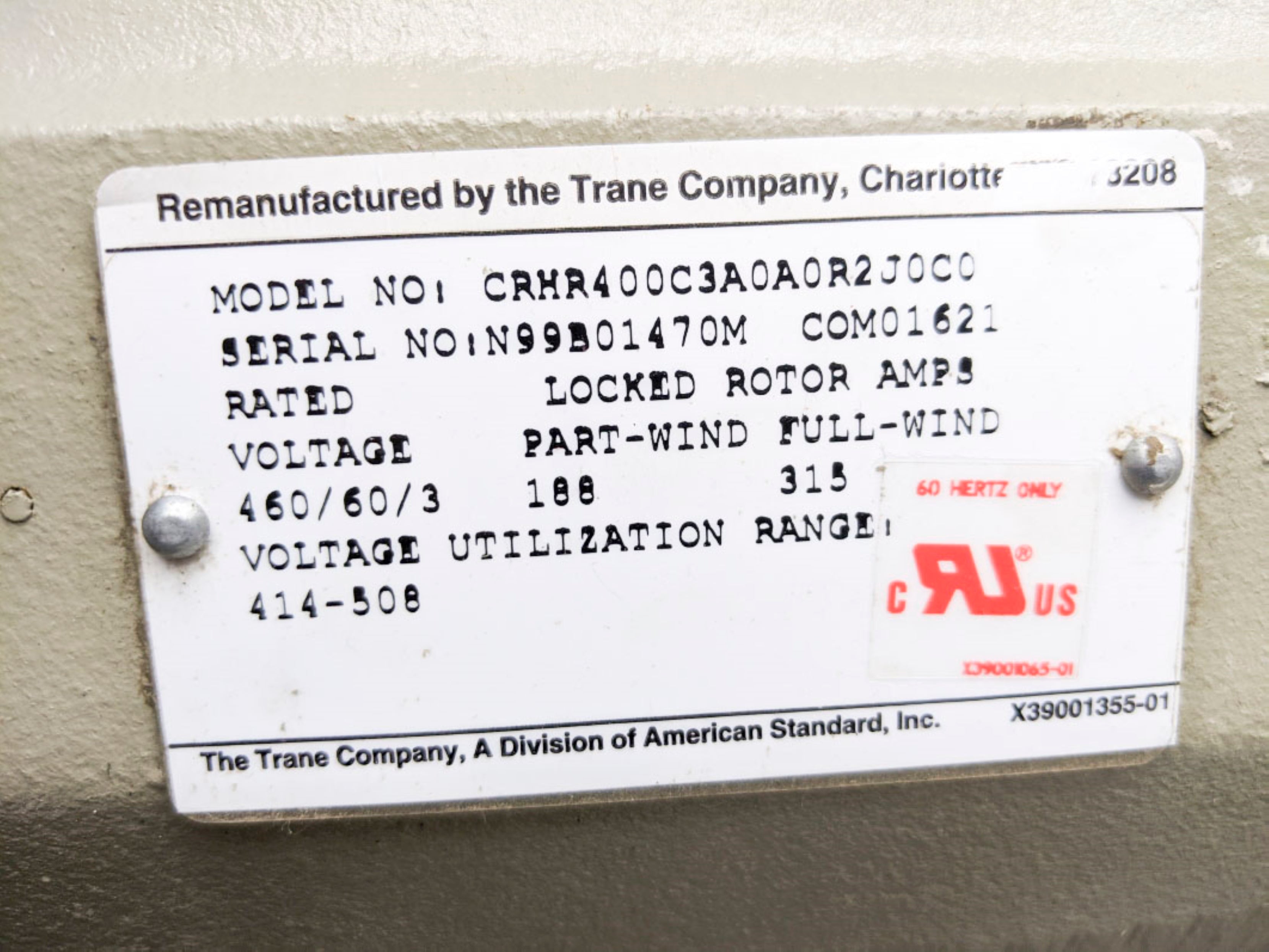 TRANE CRHR400C3A0A0R2J0C0 REMAN