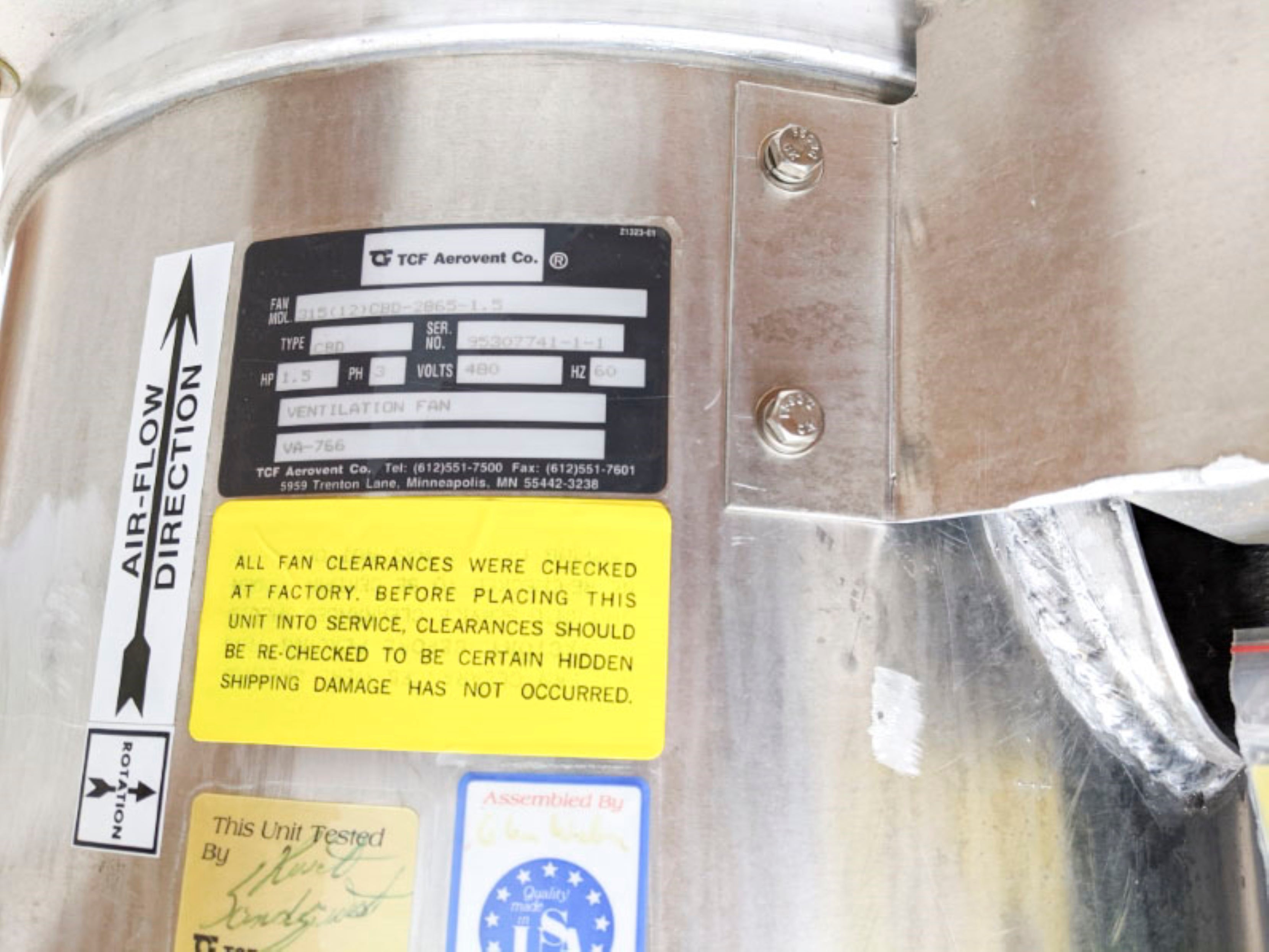 TCF AEROVENT 31512CBD-2865-1.5 BIA-315-12 (AS PICTURED) NSMP