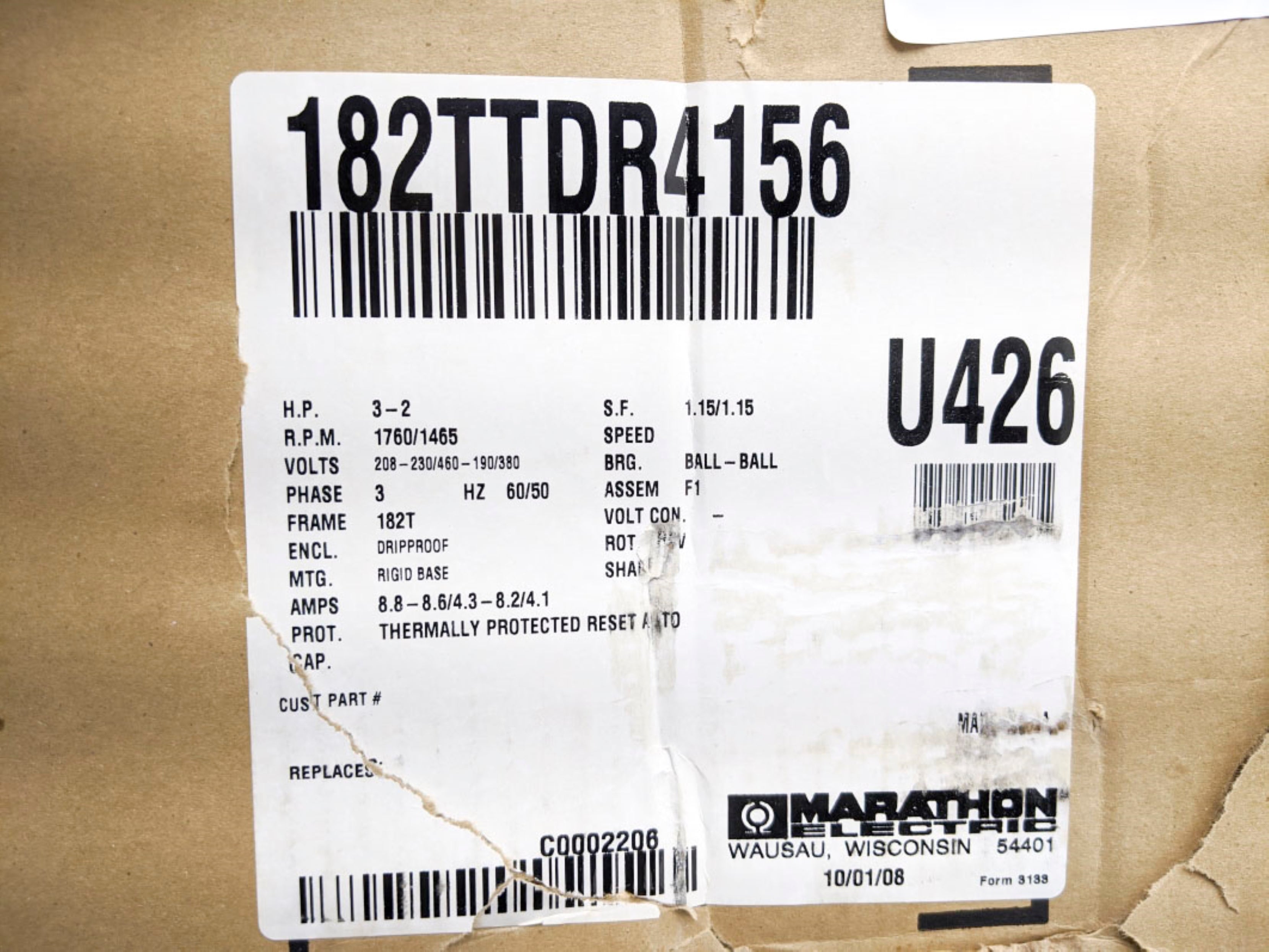 MARATHON U426 182TTDR4156 NSMP